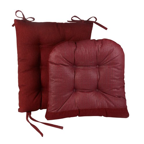 Klear Vu Omega Non-Slip Rocking Chair Cushion Set with Thick Padding and Tufted Design, Includes Seat Pad & Back Pillow with Ties for Living Room Rocker, 17x17 Inches, 4 Piece Set, Flame Red