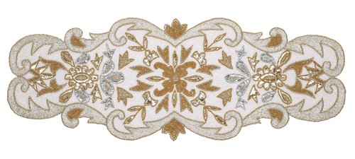 Hand Beaded Decorative Farmhouse Glitz Table Runner for Tabletop, Wedding, Thanksgiving, Easter Party Decorations -A Beautiful Complement to Your Dinner Table Décor- 13x36 Inch - Silver Gold Ivory
