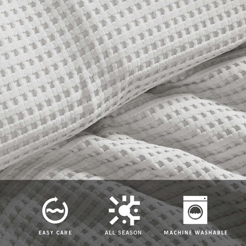 Kenneth Cole - Duvet Cover King Size, Ultra-Soft Waffle Textured Bedding w/Matching Pillowcases, 3 Piece Bed Sets (Solid Grey)