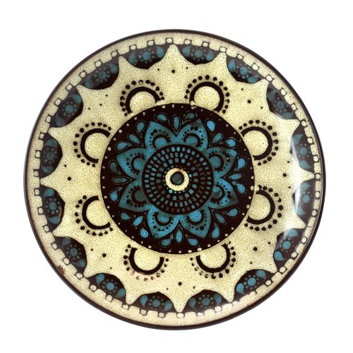 Elama Stoneware Dinnerware Collection, 16 Piece, Tan, Blue, Brown