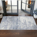 Skiennix Washable 2x5 Abstract Hallway Runner - Soft, Water-Resistant Rug for Indoor Use | Blue/Ivory