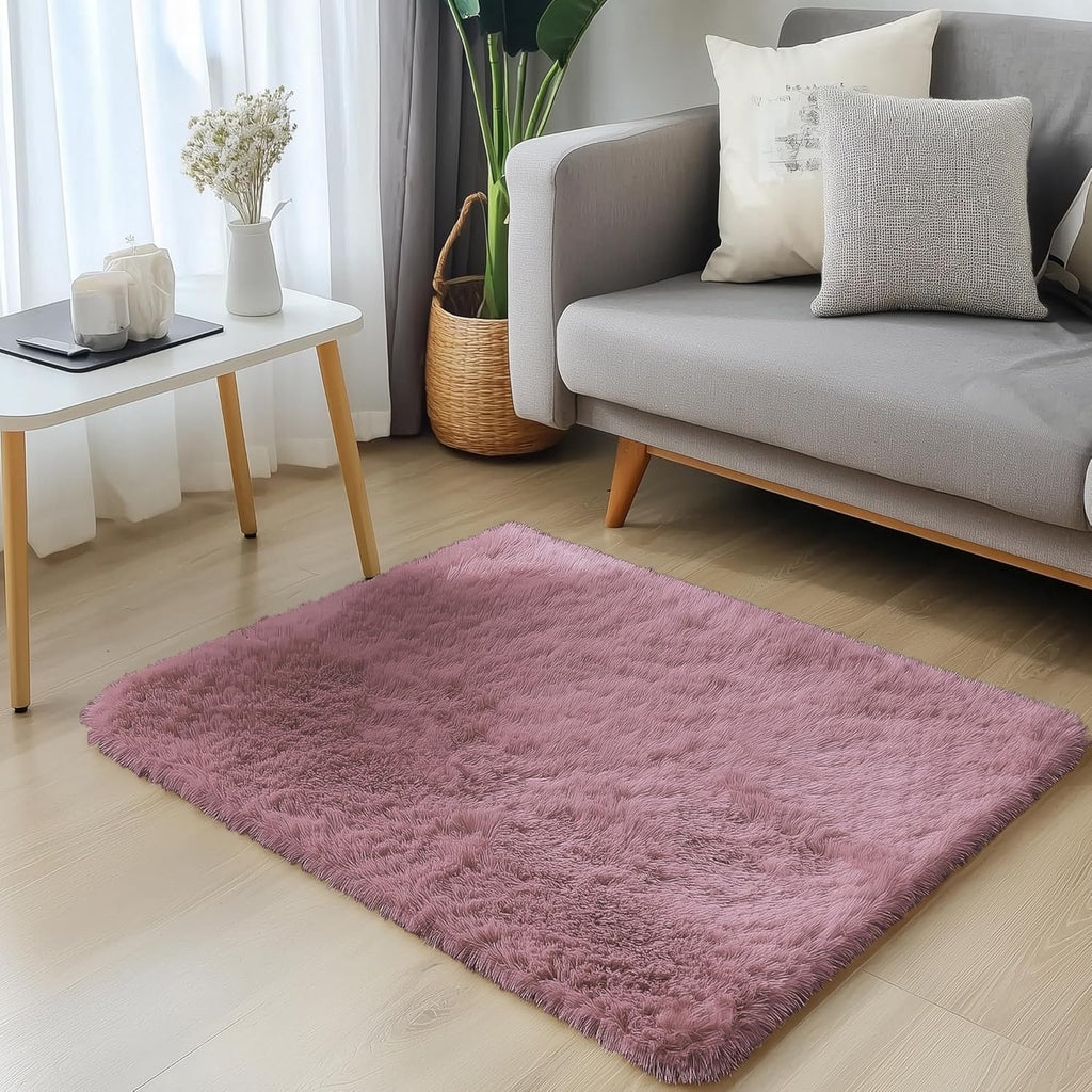 OLANLY Small Bedside Rug - Soft Fluffy Shaggy Entryway Throw Rug for Kids & Nursery | Blush 2x3 ft