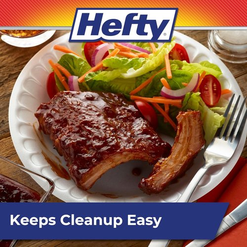 Hefty Disposable Foam Plates - Soak Proof, 8.9 Inches, 100 Count | Perfect for Lunch & Appetizers