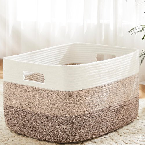 Artfeel Blanket Basket,Rectangle Woven Baskets for Storage,30L Laundry Basket for Decorative Nursery Blanket,Toys,Dirty Clothes and Magazine in Shelves,Baby Room,and Living Room