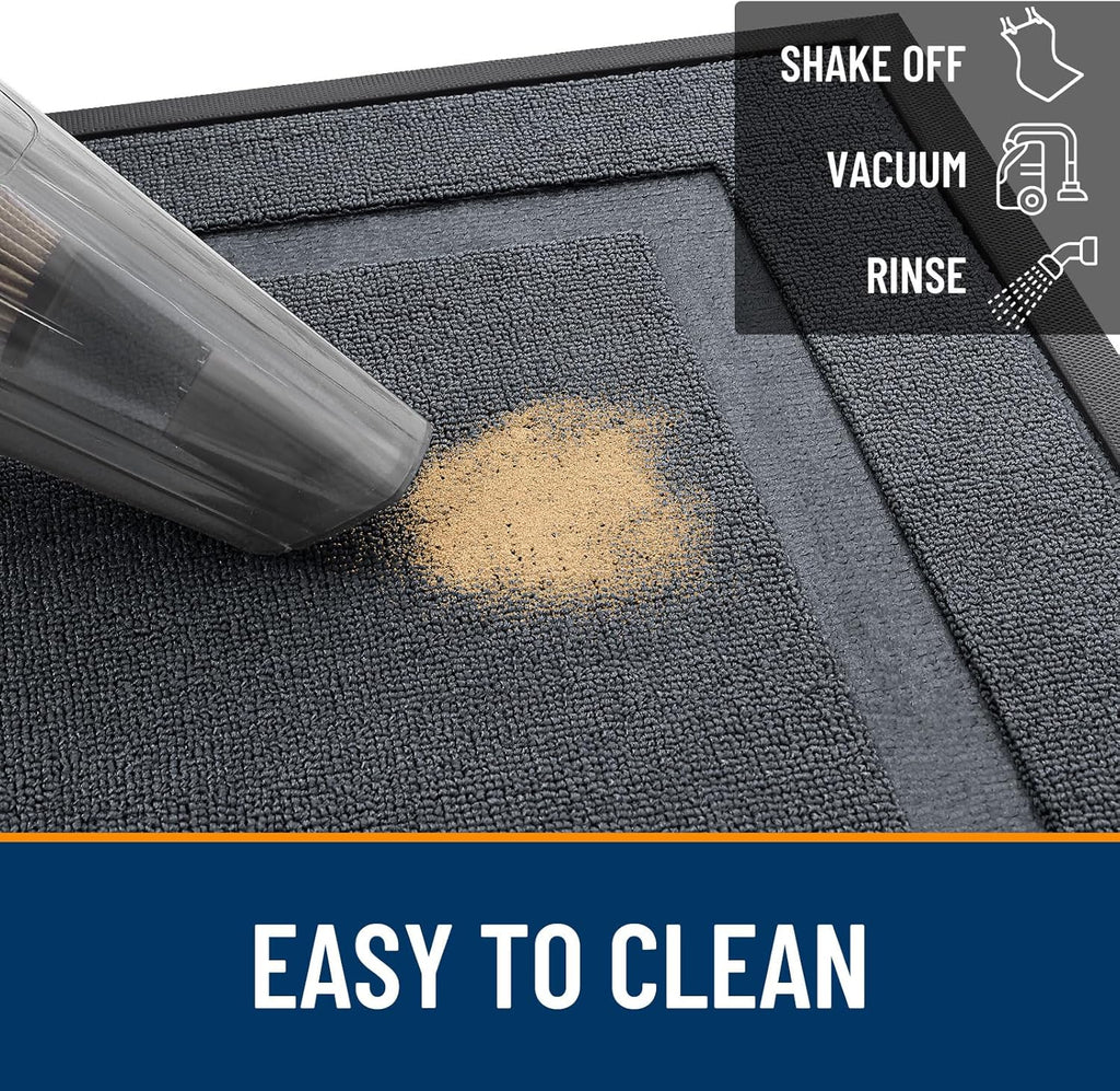 OLANLY Waterproof Front Door Mat - All-Season, Sturdy Natural Rubber, Easy Clean | 47x32, Charcoal Gray