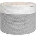 Goodpick Blanket Basket, 15.8"x15.8"x13.8" Woven Rope Basket for Blankets, Kids Toy Storage Organizer Bins, Toy Storage for Nursery, Light & Grey
