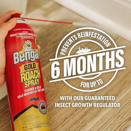 Bengal Gold Roach Spray - Odorless & Stain-Free Bug Control - Prevents Reinfestation for 6 Months - 11 oz