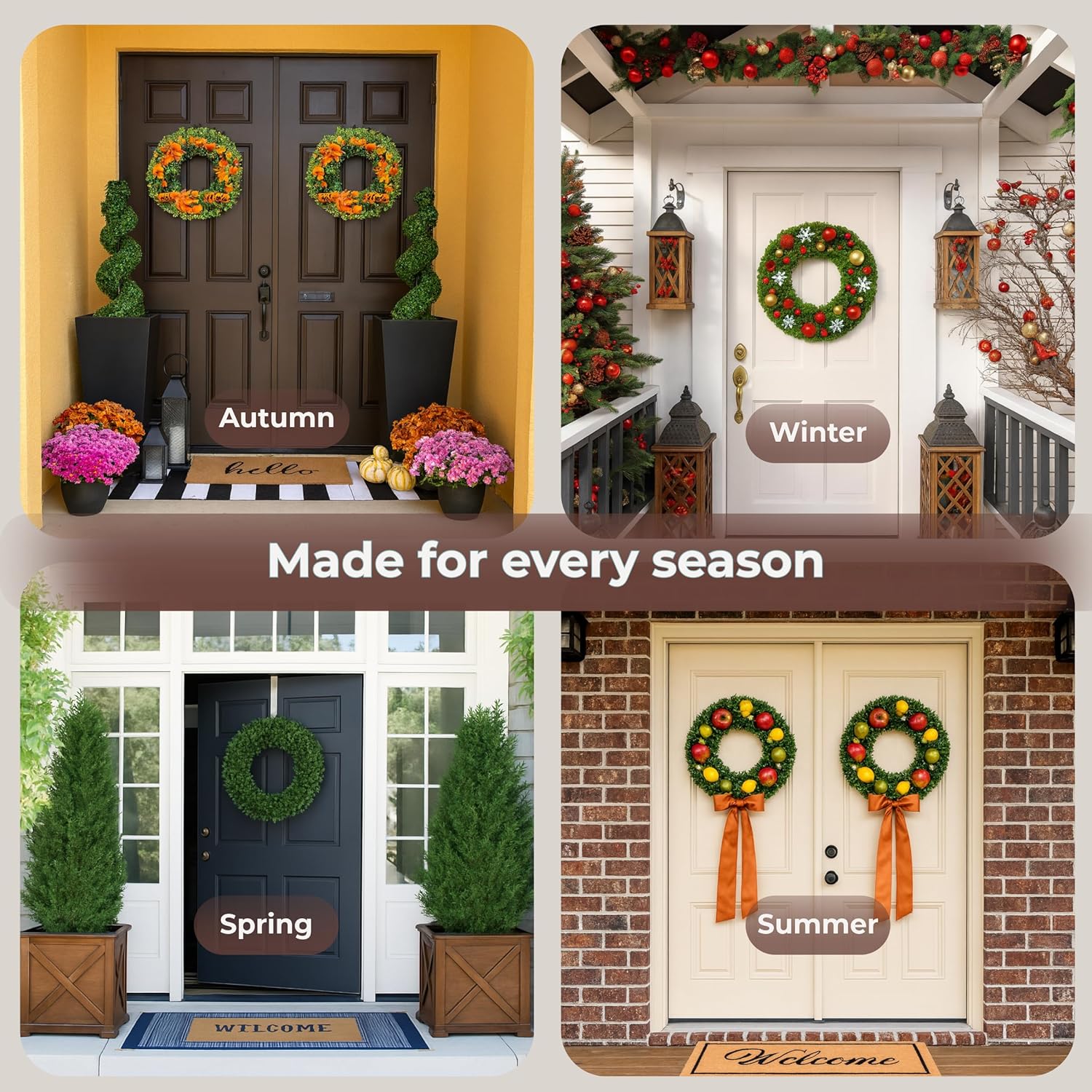 Pure Garden 19.5-Inch Boxwood Wreath - UV Resistant Artificial Decor for All Seasons | Indoor/Outdoor Use