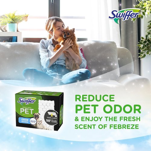 Swiffer Sweeper Pet Heavy Duty Dry Multi-Surface Cloth Refills for Floor Sweeping and Cleaning, Febreze Freshness, 10 Count