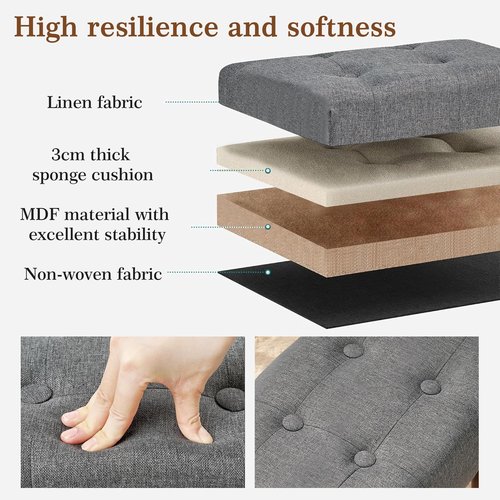 VECELO Small Foot Rest Under Desk Ottoman, Linen Foot Stool with Legs, Rectangle Footrest Leg Rest for Sofa, Relieve Stress, Better Posture, Ottoman Rest Stools for Living Room Entryway, Gray