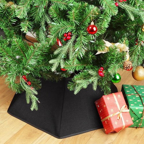 Christmas Tree Collar Black Hexagon Folable Christmas Ring Tree Skirt for Artificial Trees Base Stand Cover Xmas Trees Decoration