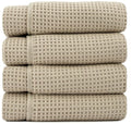S&T INC. Bath Towels, Premium Waffle Towels for Bathroom, Extra Large, Absorbent Microfiber for Home, Yoga, and Gym, Waffle Weave, 30 Inches x 60 Inches, 420gsm, 4 Pack, Beige
