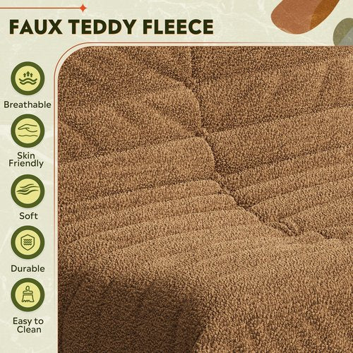 WLIVE Bean Bag Chair for Adults, Teddy Fleece Togo Chair, Giant, Memory Foam, for Living Room and Bedroom, Single, Brown