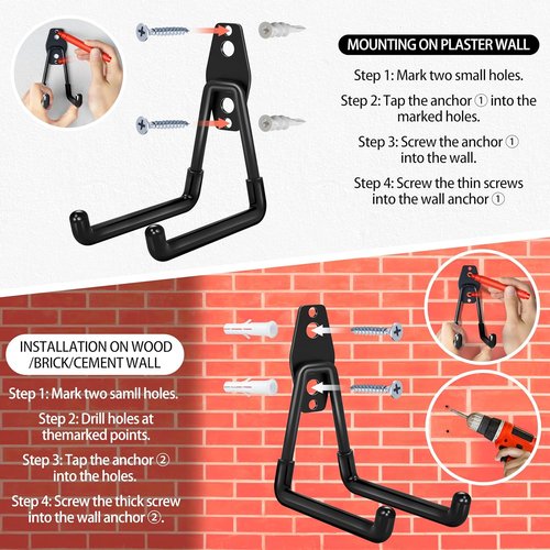 Heavy Duty Garage Hooks 18 Pack by [Brand Name] - Anti-Slip Coating for Bikes, Ladders & Garden Tools