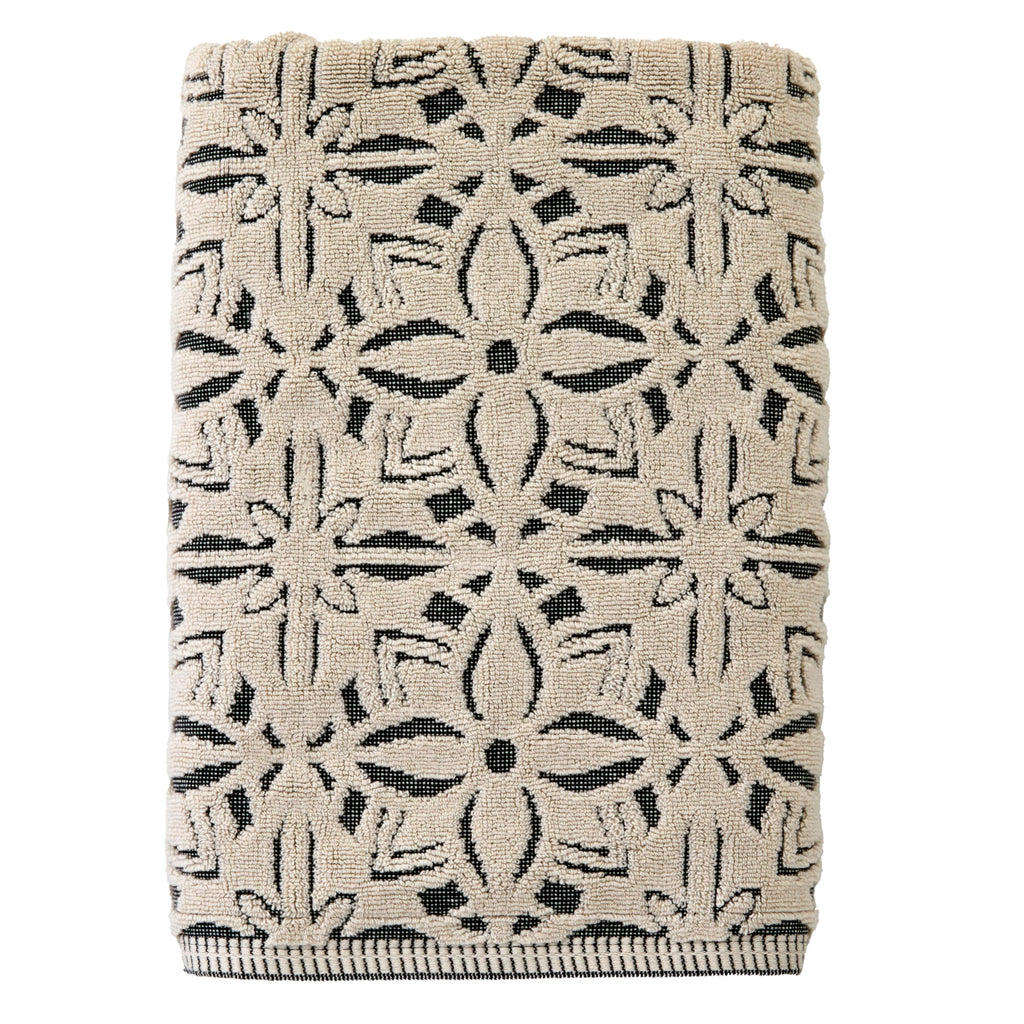 SKL Home Lisbon 100% Cotton Premium Bath Towel, 600 GSM, Soft & Absorbent, Reversible Jacquard, Black