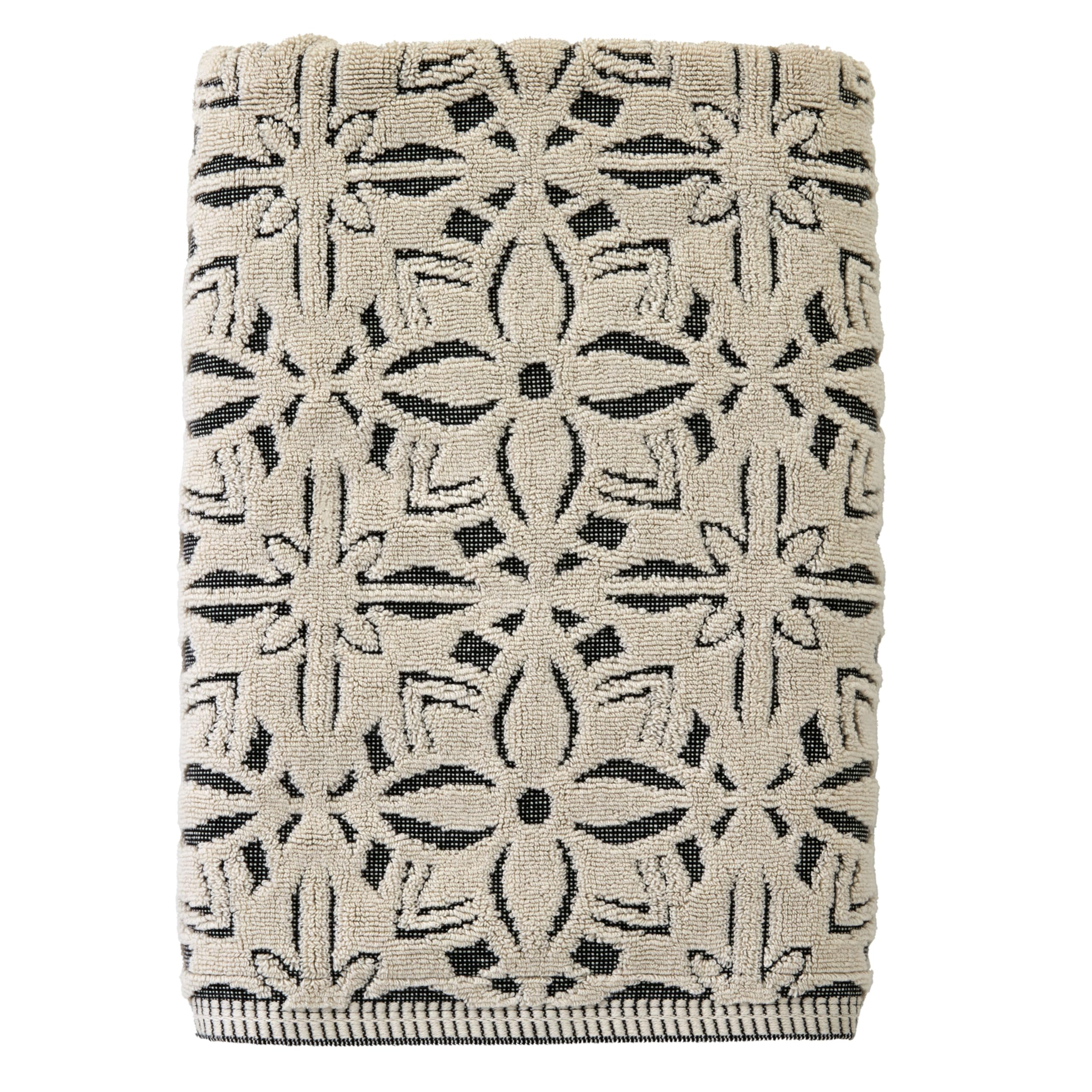 SKL Home Lisbon 100% Cotton Premium Bath Towel, 600 GSM, Soft & Absorbent, Reversible Jacquard, Black
