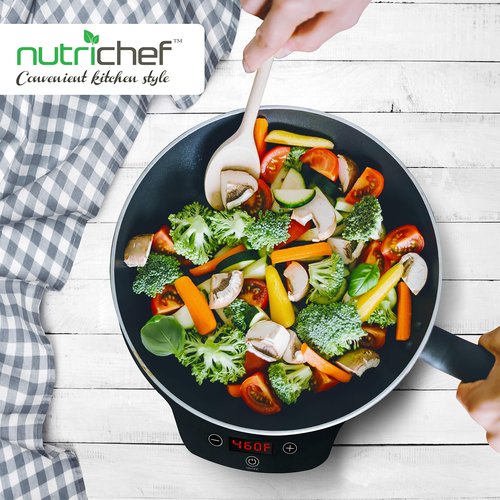 Portable Single Burner Induction Cooktop - 1500W Electric Indoor Induction Cooker Hot Plate Flameless Burner Cook Top w/Digital Display, Sensor Touch Temperature, Auto Shut Off - NutriChef NCIT1S