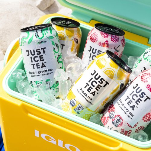 Just Ice Tea, Raspberry Flavored Black Iced Tea, 24-Pack (12oz Cans), USDA Certified Organic, Low Calorie, No Artificial Sweeteners, Fair Trade, Made in USA.
