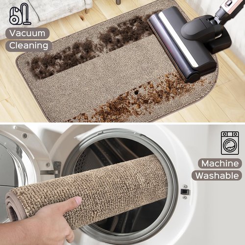 DOMUSTEX Washable Kitchen Rug 24" x 70" Rectangular, Non Slip Absorbent Indoor Entryway Runner Rug for Floor, Laundry, Bathroom, Bedroom (Roll Packing)