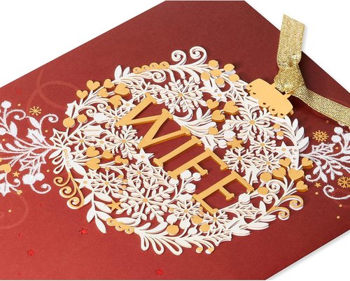 American Greetings Christmas Card - Romantic Holiday Greeting with Keepsake Ornament for Wife