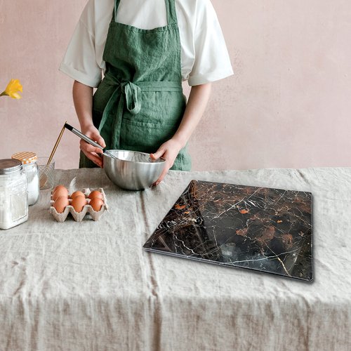 TheWolfard Black Multi Marble cutting board Best cheese - Pastry board and dough rolling Tray for Kitchen & Housewarming Gifts with Handmade Edges & Non-Slip Scratch Proof Pad 12x16