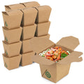Fit Meal Prep 50 Pack 16 oz Chinese Take Out Boxes - 3.8x3” Plain Kraft Paperboard Food Containers, Leak and Grease Resistant Half Quart Size Asian Rectangle To Go Boxes, Candy Buffet Box and Party