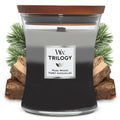 WoodWick Medium Hourglass Scented Trilogy Candle | Warm Woods | with Crackling Wick | Up to 60 Hours Burn Time