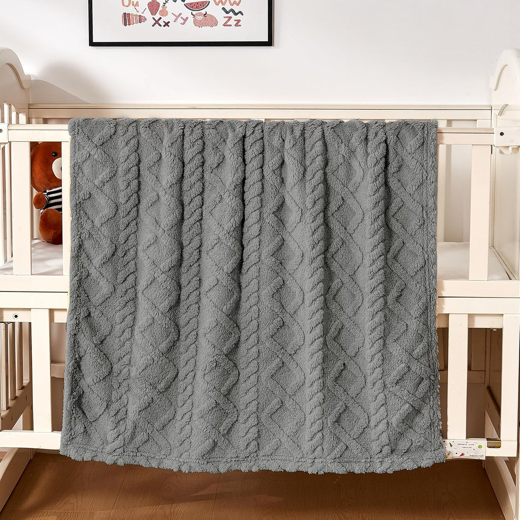 Sherpa Fleece Baby Blanket - Ultra Soft & Fluffy Premium Infant Receiving Blanket | 30”×40” in Grey