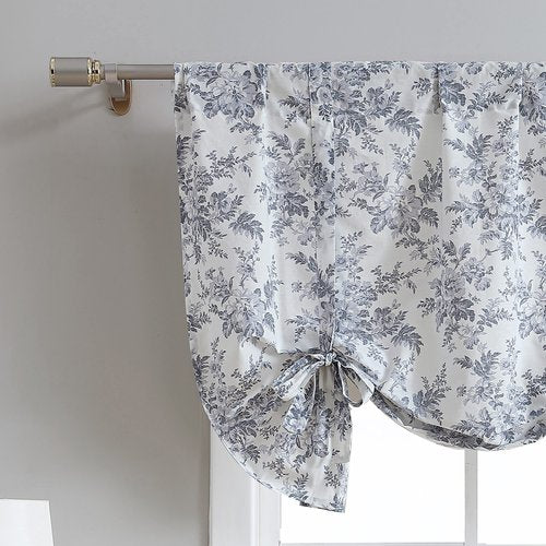 Laura Ashley - Valance, Cotton Tie Up Window Treatment, Chic Home Decor (Annalise Floral, 25" x 50")