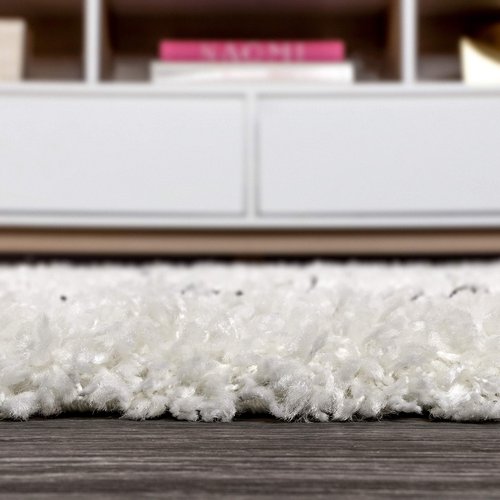 JONATHAN Y Mercer Shag Plush Tassel Ivory/Gray Indoor Area Rug, 4x6, Moroccan Geometric Trellis, Easy-Cleaning for Living Room, Bedroom, Kitchen, Pet Friendly, Non-Shedding (MCR101B-4)