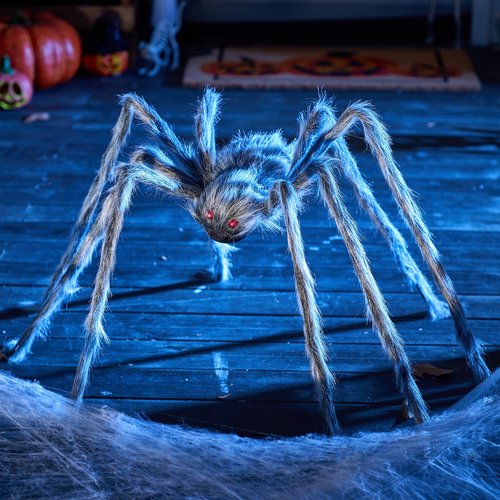 JOYIN Halloween Outdoor Decorations Giant Spider, Scary Large Spider Props for Yard Lawn Halloween Outside Decor and Indoor Party Decor, Gray (Standing Height is 15 inches)