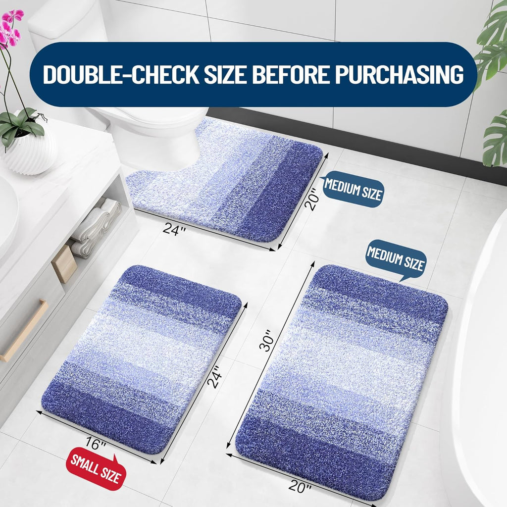 OLANLY Bathroom Rugs - Extra Soft Absorbent Microfiber Mat 34x21 | Quick Dry, Rubber Backing, Blue-Violet