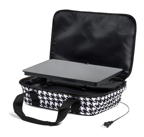 HOTLOGIC Max Large Portable Electric Food Heater W/Glass - Innovative Food Warmer and Heated Lunch Box for Adults Car/Home - Easily Cook, Reheat, and Keep Your Food Warm - Houndstooth - 120V