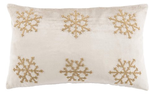 SAFAVIEH Sydnee Snowflake Throw Pillow, 12"x22", Beige/Gold
