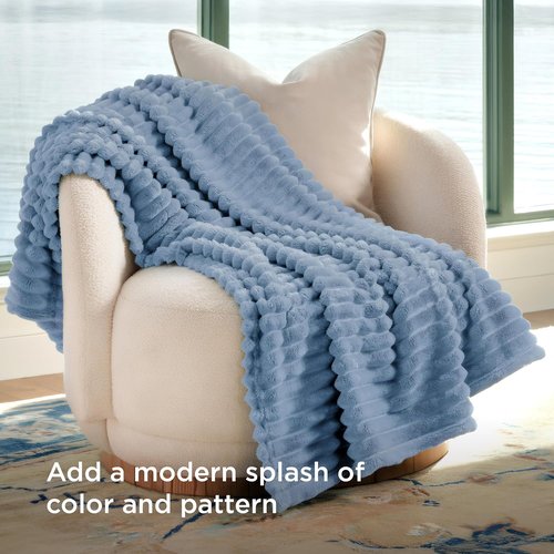 Bedsure GentleSoft Fall Throw Blanket - Cozy Blue Blanket for Couch, Perfect 50x60 Inches Size