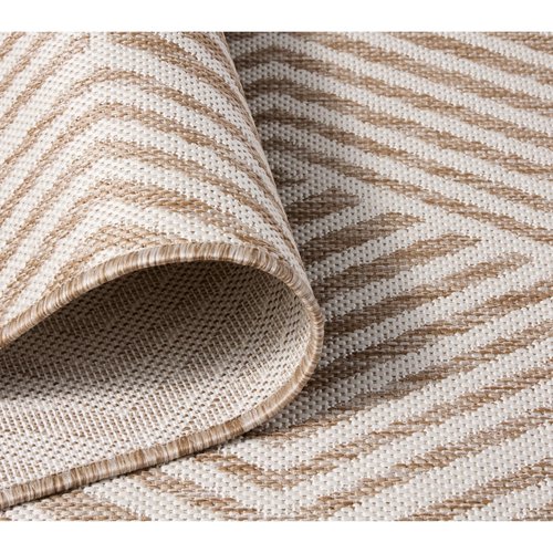 Nicole Miller New York Patio Country Ombre Geo Indoor Outdoor Area Rug, UV Fade Resistant, Low Pile, Beige/Cream, 6'6"x9'2"