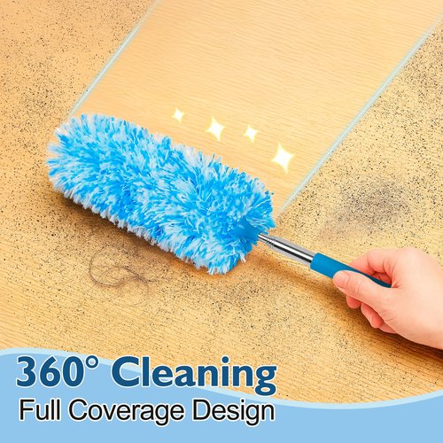MAVRIZ 12 pcs Microfiber Extendable Duster, Washable & Reusable Duster for Cleaning Small Dusters for Blinds, Electronics, and Furniture