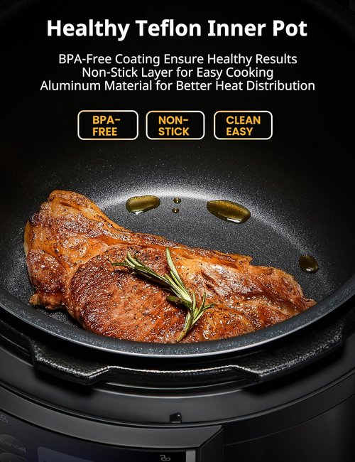 Comfee’ 12-in-1 Electric Pressure Cooker - Versatile Multi-Cooker with Non-Stick Pot | 6 Quart Black