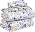RUVANTI King Size Cotton Sheets - 100% Percale Bedding, Cooling Floral Design, 16" Deep Pocket, 4-Piece Set