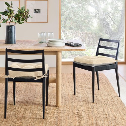 Cozyide Chair Cushions for Dining Chairs, 17" x 17" Non-Slip Kitchen Chair Pads with Adjustable Ties, Indoor Chair Cushions for Dining Room, Ivory (Pack of 4)