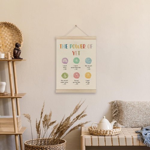 HRQKO Growth Mindset Poster Hanger Frame - Inspiring Mental Health Wall Art | 12x16 Inch for Therapy Offices