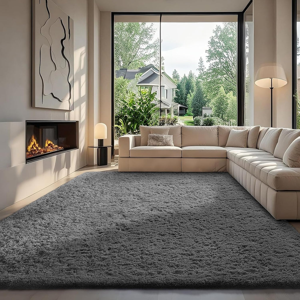 Ophanie Area Rug - Soft Non-Slip Fluffy Shag Carpet for Living Room & Bedroom - 7x10 Grey