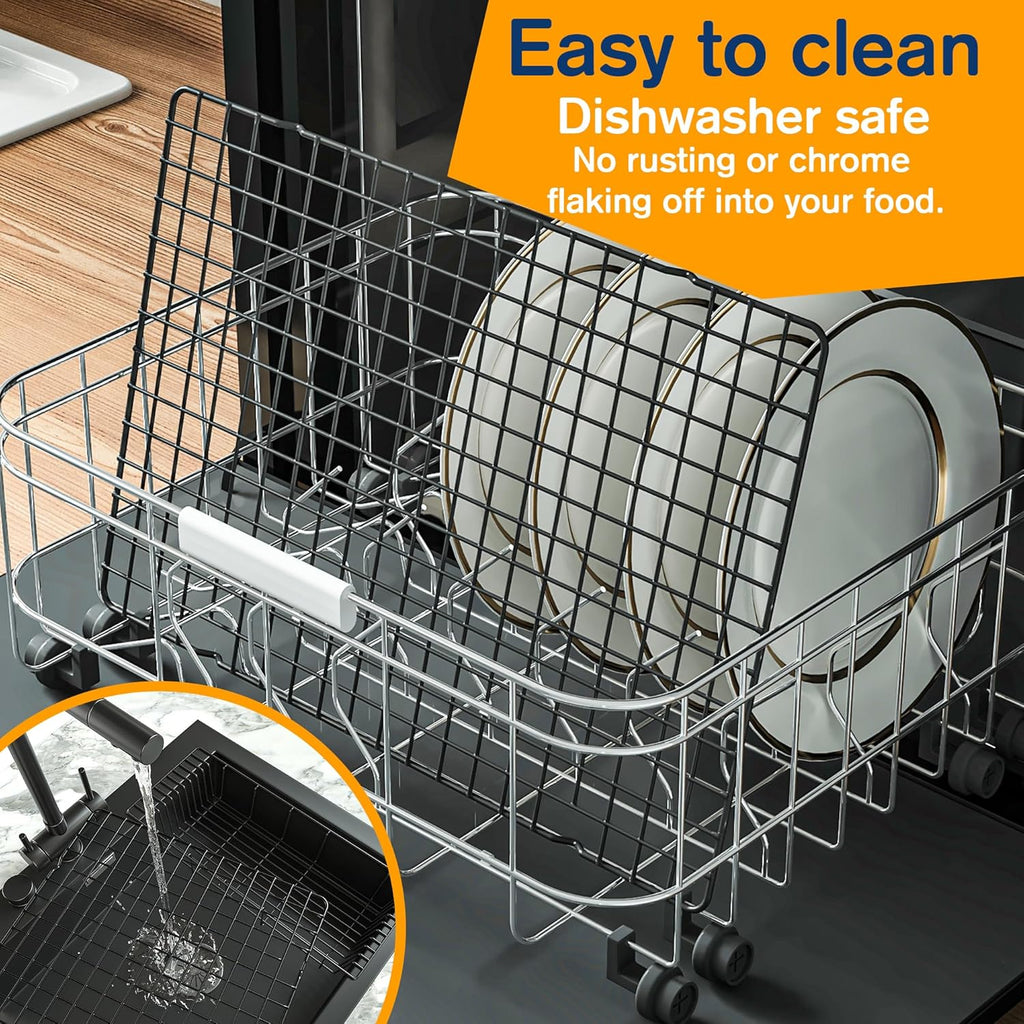 Skiennix 2PCS Cooling Racks - Heavy Duty Stainless Steel Wire for Baking & Grilling | 10" x 15" - Oven & Dishwasher Safe (Black)