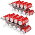 Simple Houseware 2-Pack Auto-Rolling Beverage Can Organizer for Fridge, Clear Front-Loading Soda Dispenser with Smooth Glide Design, Space-Saving Refrigerator Storage Bins