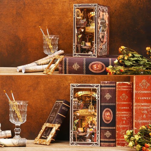 MiniCity Book Nook Kit - DIY Miniature Dollhouse Bookend Decor with LED Light | Painter's Day at Dusk