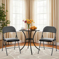 Simple Deluxe Dining Chairs Set of 2, Leather Cushion Foldable Modern Kitchen Side Chair with Padded Back& Metal Legs, Upholstered Dinner Seat Gift for Home/Living Room/Bedroom/Restaurant, Black