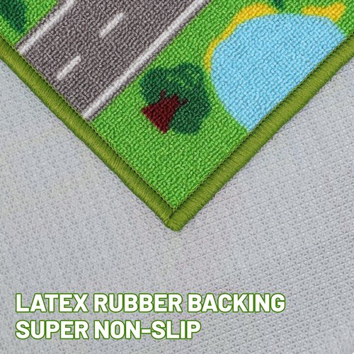 Kids Carpet Playmat Rug 59"x39.4", Car Rug for Kids Cars, Non-Slip Town City Road Map Kids Rugs for Playroom Bedroom Boys, Kids Cars Play Mat Track Road Rugs for Kid(59X39.4Inch,Green)