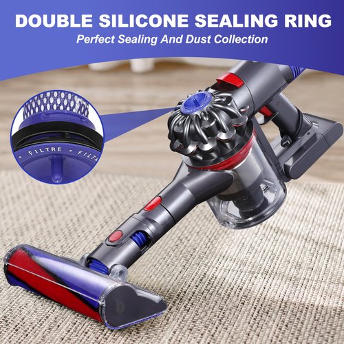 6 Pack Pre Filters Compatible With Dyson V6, V7, V8, DC58, DC59, DC61, DC62 Absolute Animal Cordless Vacuum Cleaners - Replaces Part # 965661-01 - 6 Filters With 1 Brush