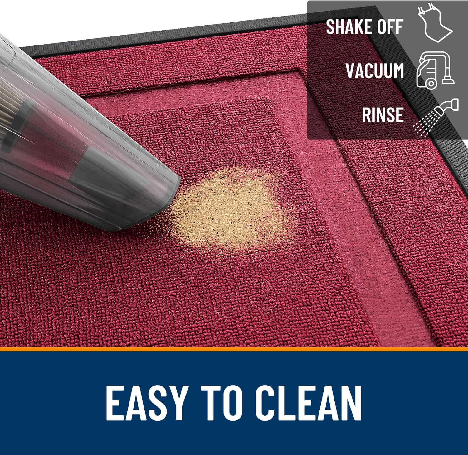 OLANLY Waterproof Front Door Mat - All-Season Indoor/Outdoor Doormat, Easy Clean, 59x23, Burgundy