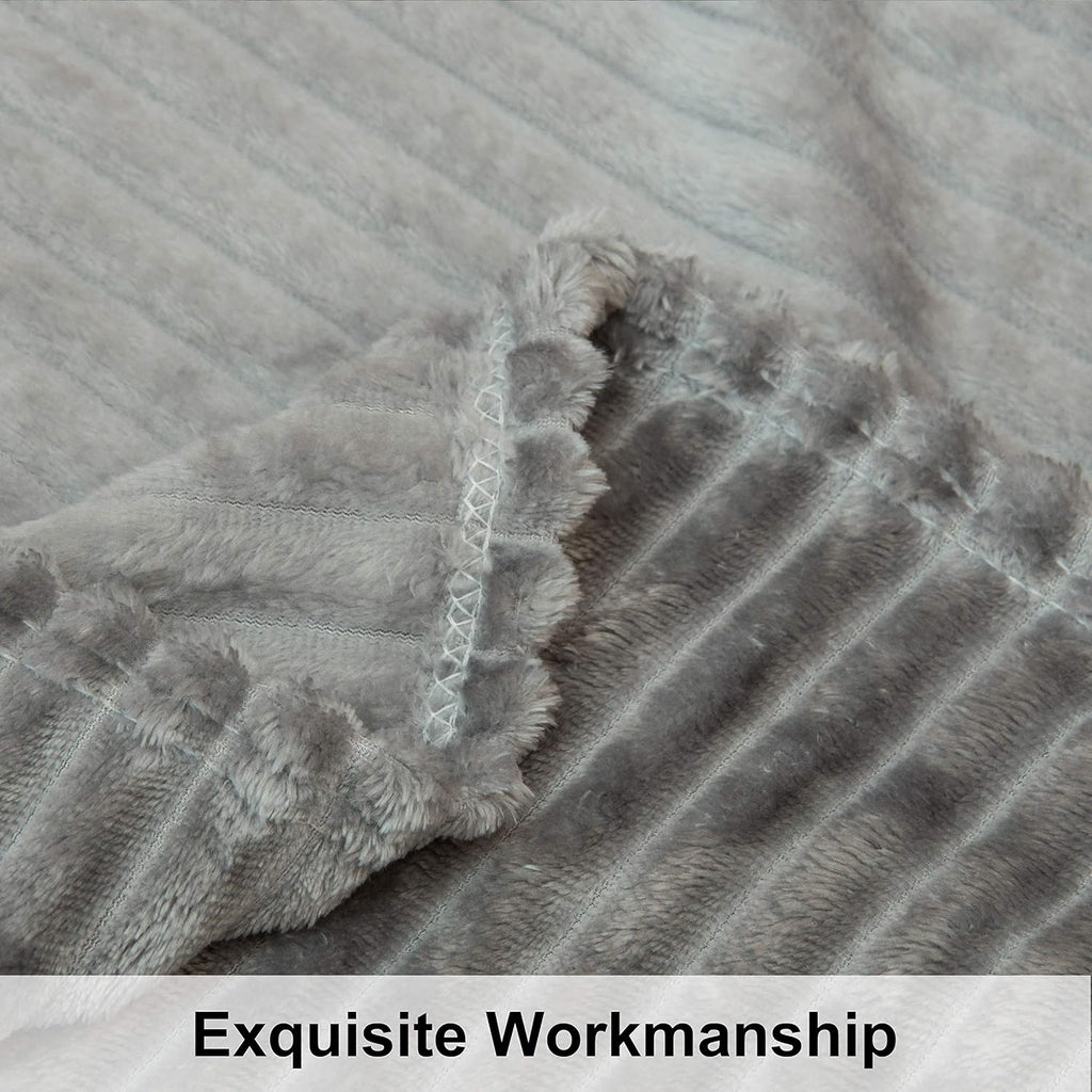 NTBAY Flannel Toddler Blanket - Fluffy, Warm & Reversible Stripes | 30x40 Inches, Grey